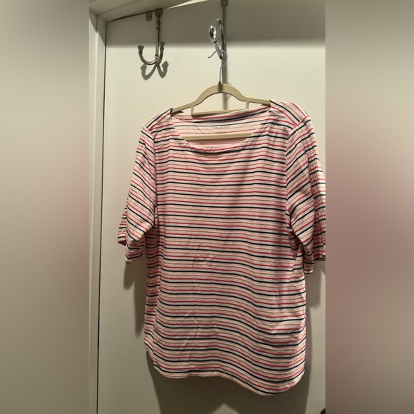 Talbots Tops - Talbots Striped Pink & White Women’s Boatneck Top